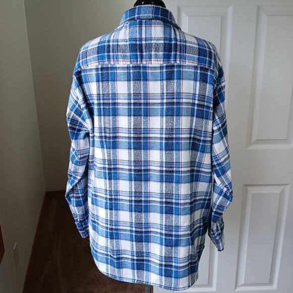 Canyon Guide Juneau Flannel Shirt 2X blue white plaid LS well worn warm soft - Picture 4 of 14